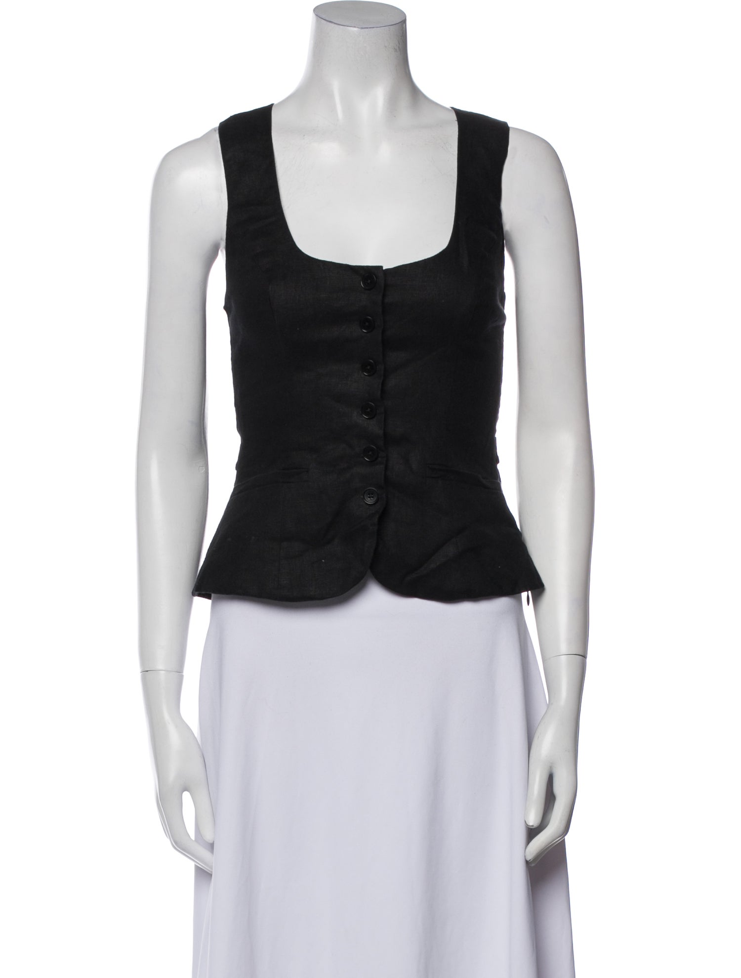 Reformation Linen Scoop Neck Crop Top