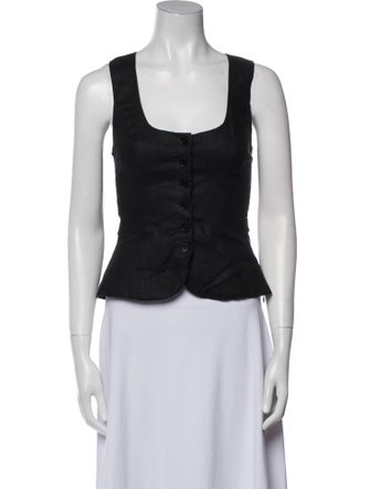 Reformation Linen Scoop Neck Crop Top