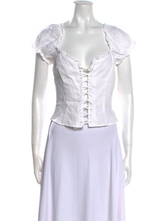 Reformation Linen Square Neckline Crop Top