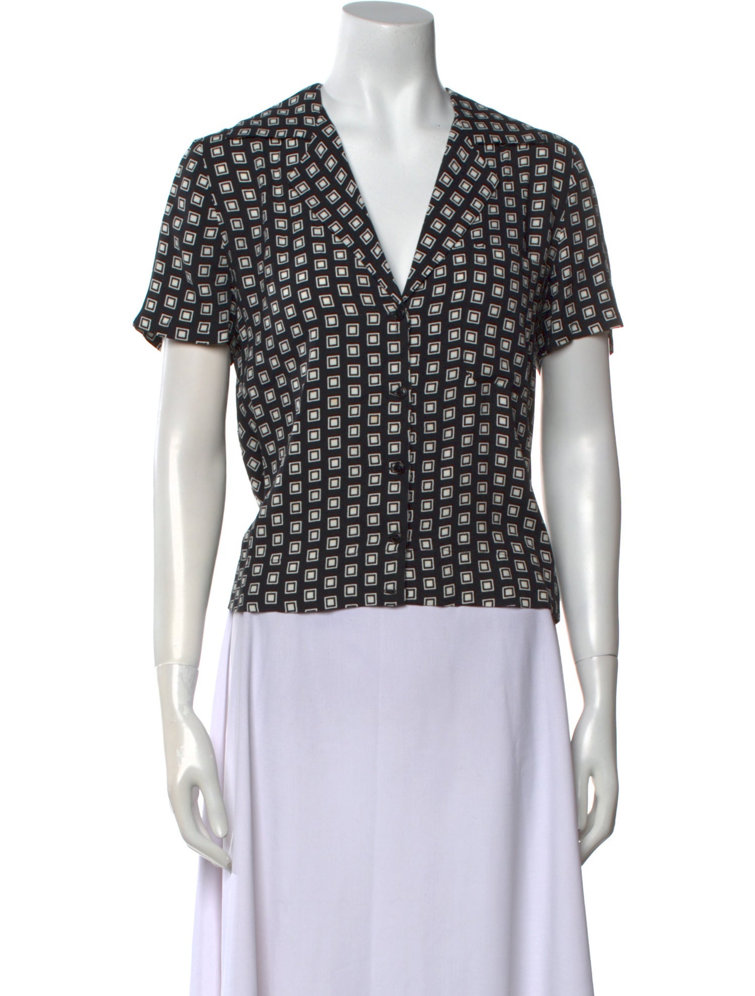 Reformation Printed Short Sleeve Button-Up Top