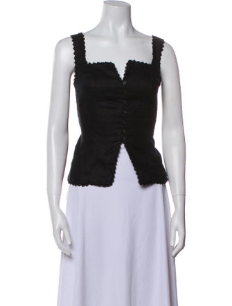 Reformation Linen Square Neckline Crop Top