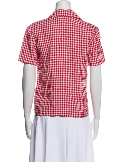 Reformation Linen Plaid Print Button-Up Top