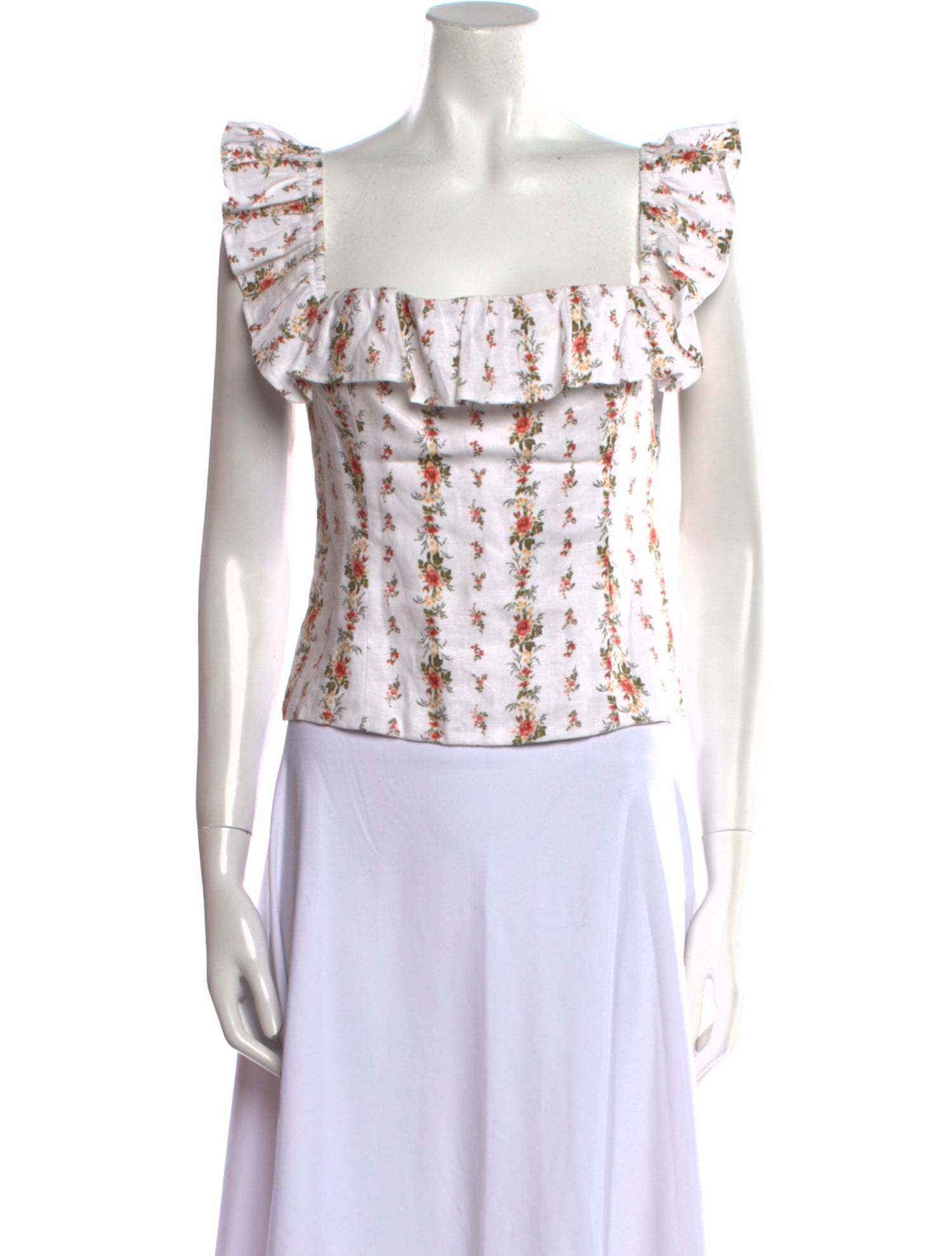 Reformation Linen Floral Print Crop Top