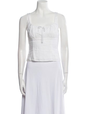 Reformation Linen Square Neckline Crop Top