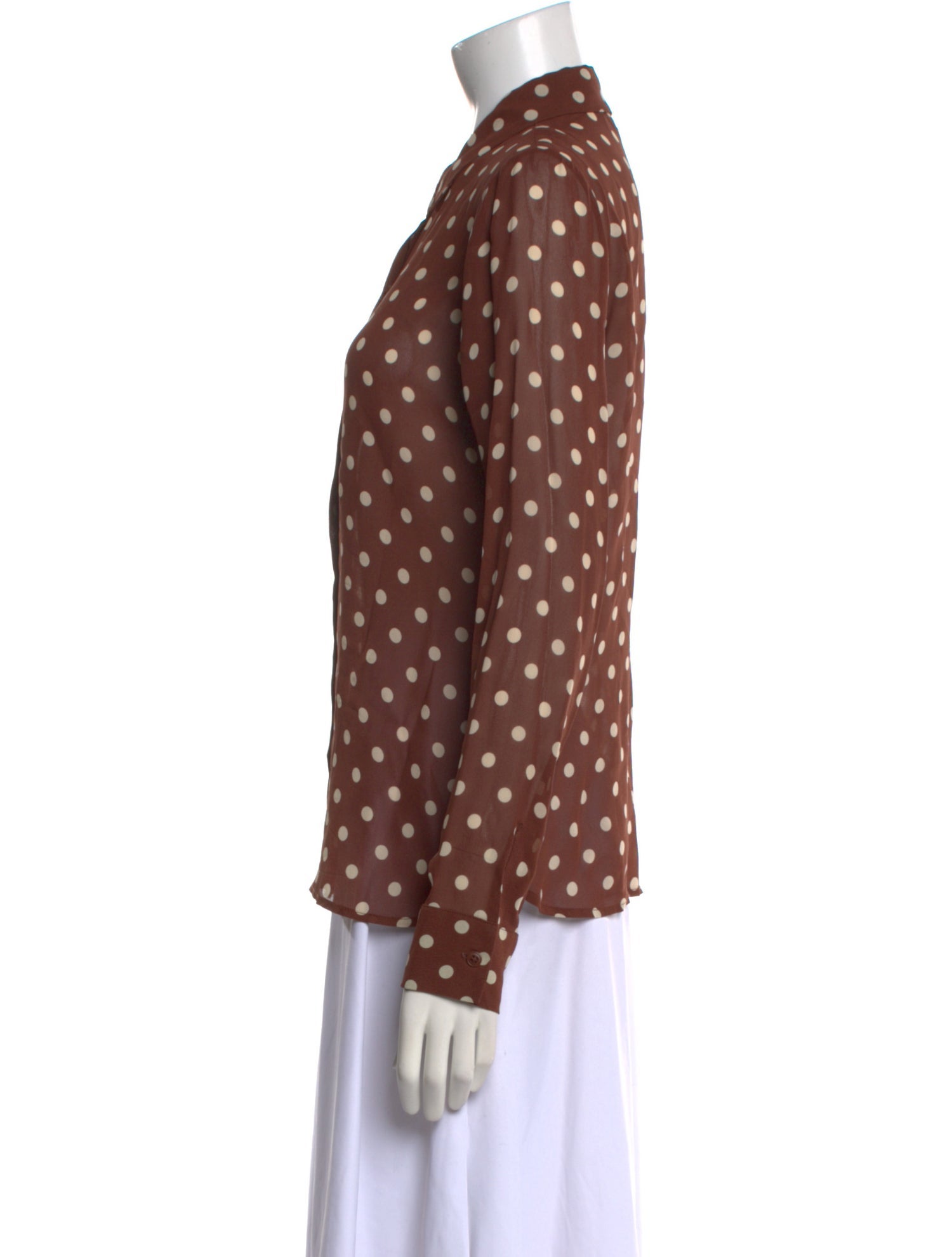 Reformation Polka Dot Print Long Sleeve Button-Up Top