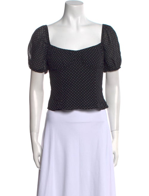 Reformation Polka Dot Print Square Neckline Crop Top