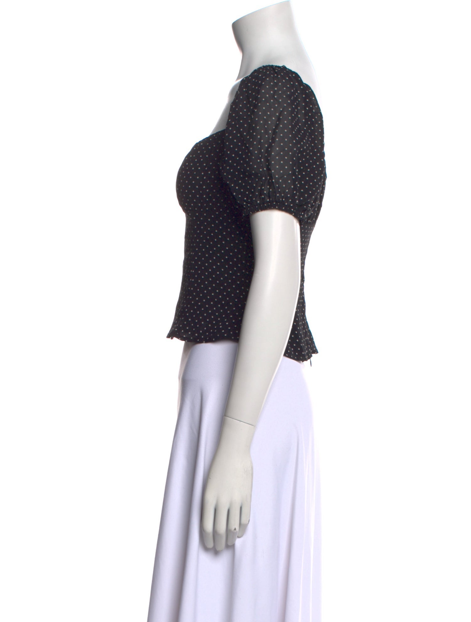 Reformation Polka Dot Print Square Neckline Crop Top