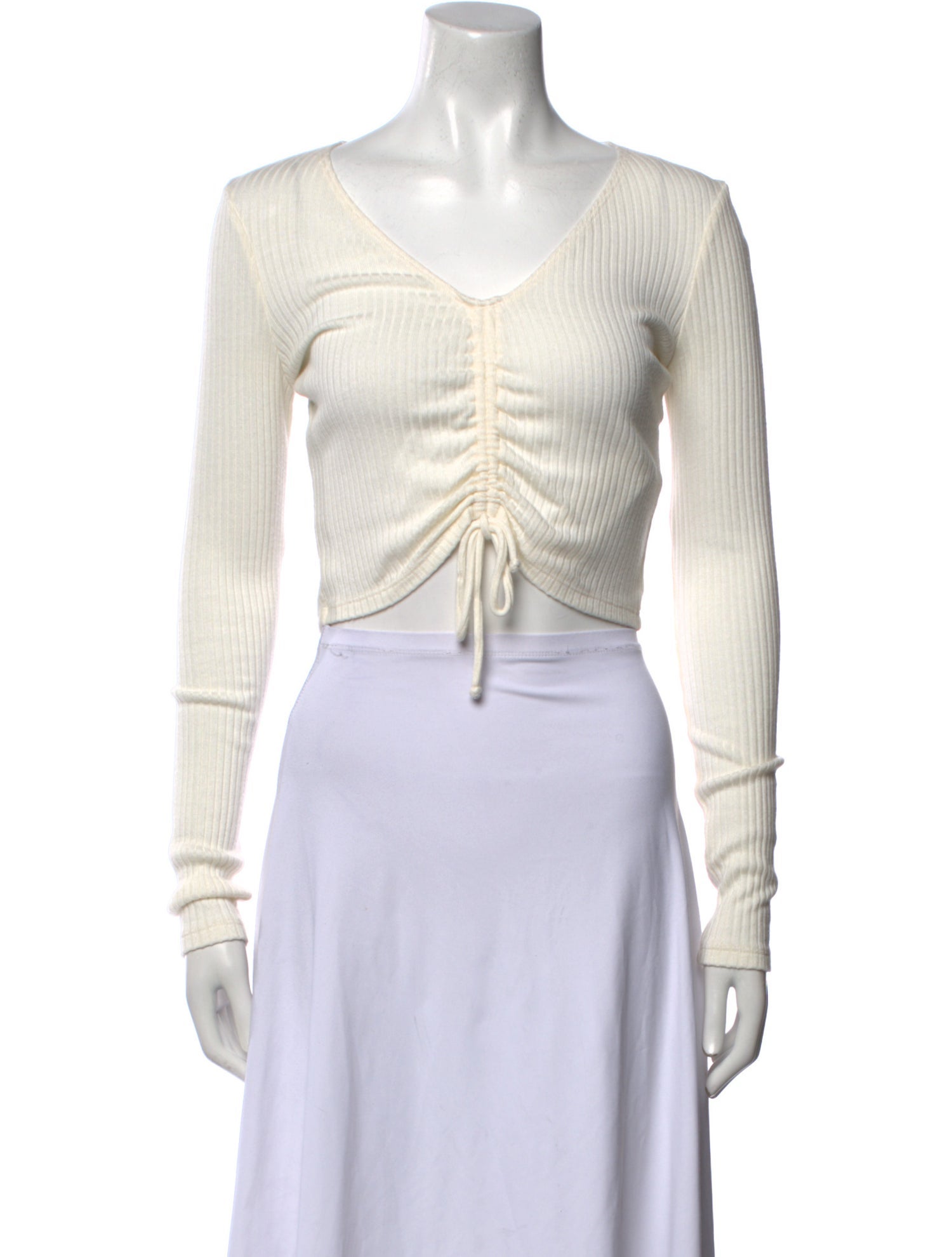 Reformation V-Neck Long Sleeve Crop Top