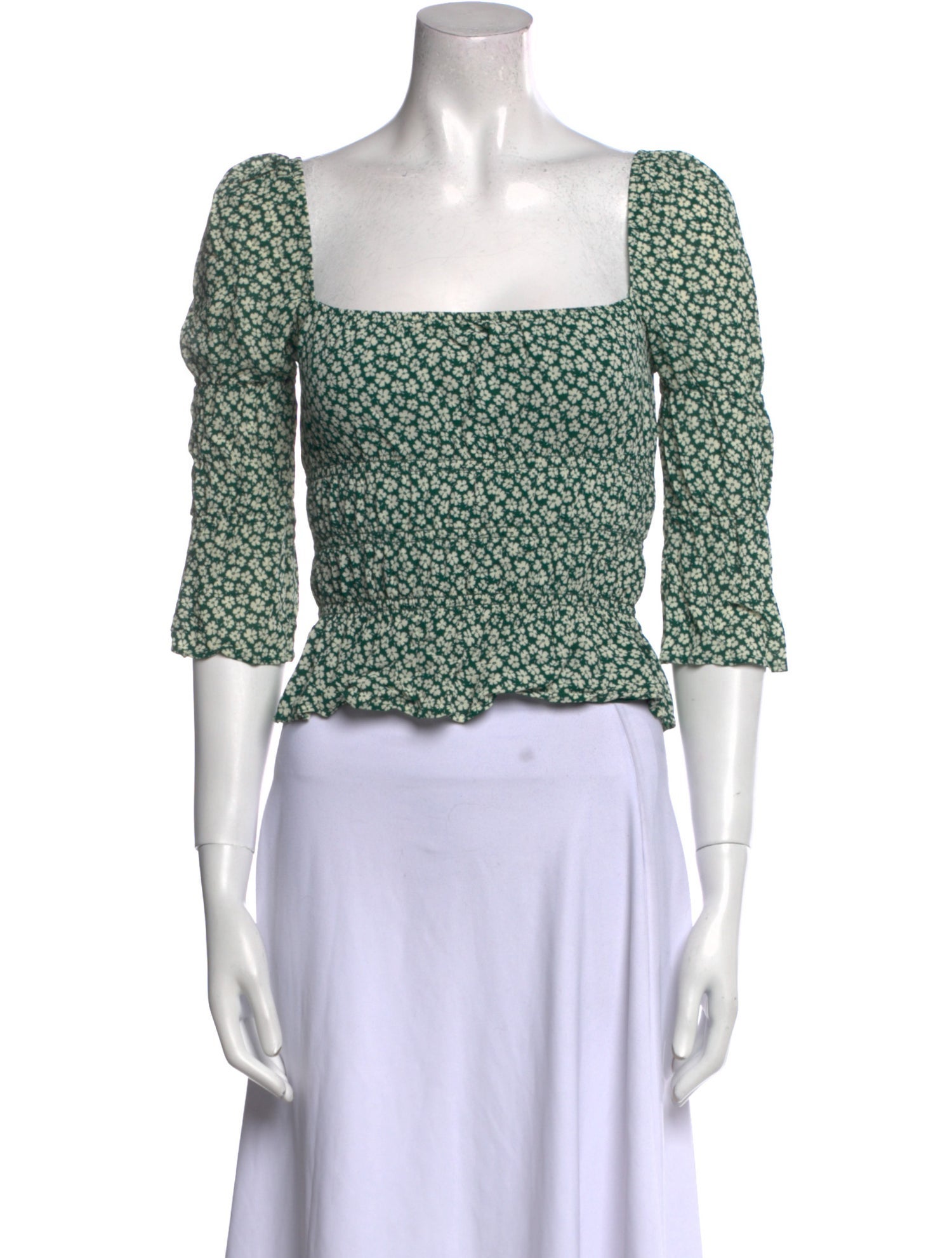 Reformation Floral Print Square Neckline Crop Top