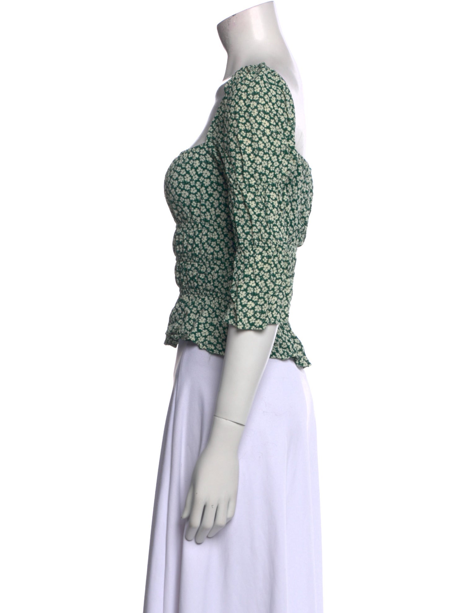 Reformation Floral Print Square Neckline Crop Top