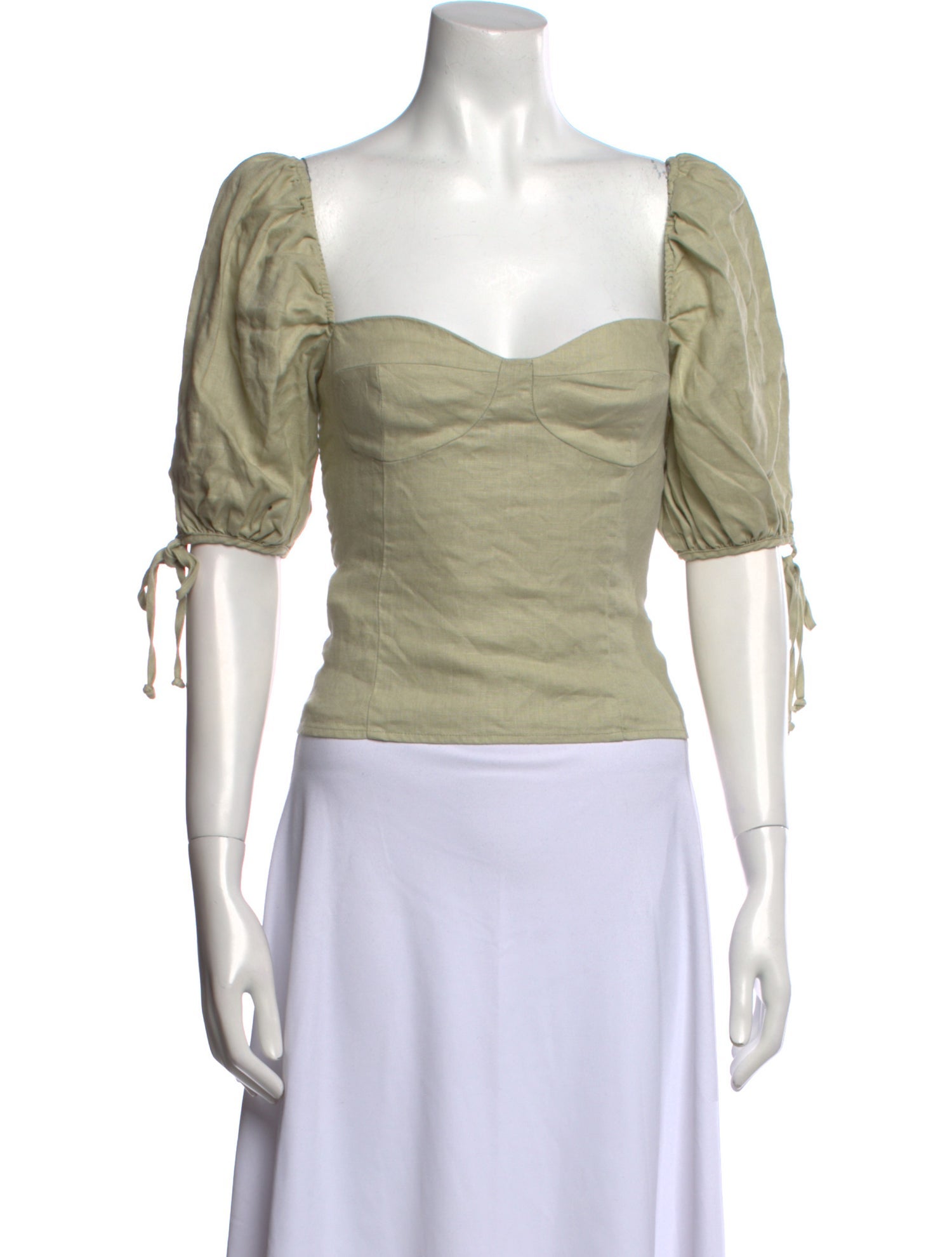 Reformation Linen Square Neckline Crop Top