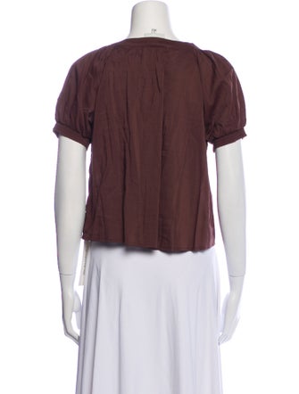 Reformation Scoop Neck Short Sleeve Button-Up Top