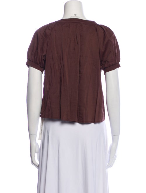 Reformation Scoop Neck Short Sleeve Button-Up Top