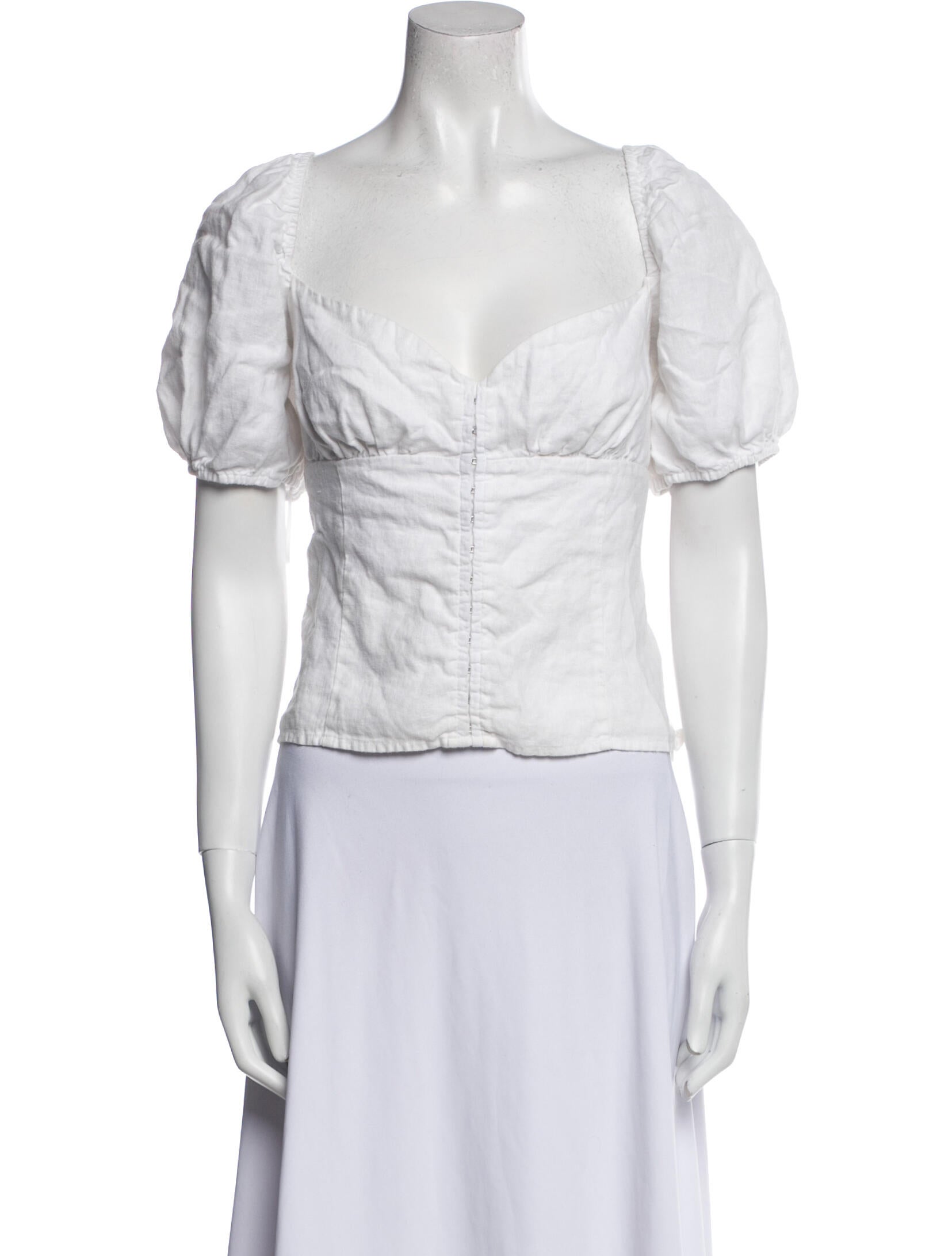 Reformation Linen Square Neckline Crop Top