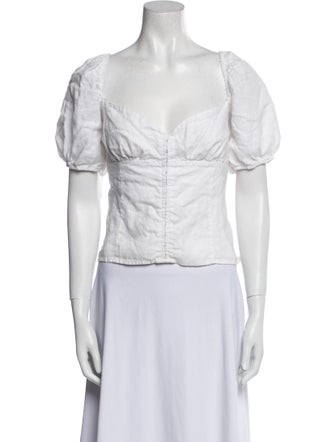 Reformation Linen Square Neckline Crop Top