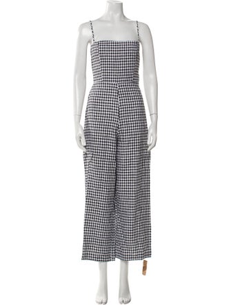 Reformation Linen Plaid Print Jumpsuit