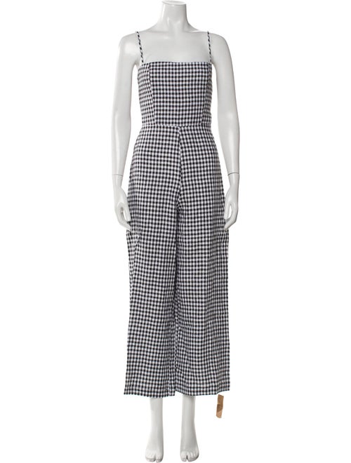 Reformation Linen Plaid Print Jumpsuit