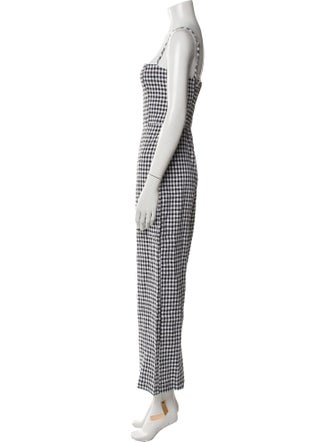 Reformation Linen Plaid Print Jumpsuit