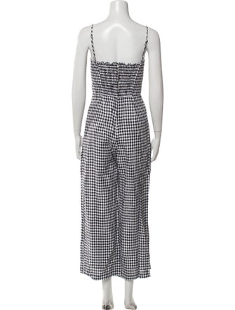 Reformation Linen Plaid Print Jumpsuit