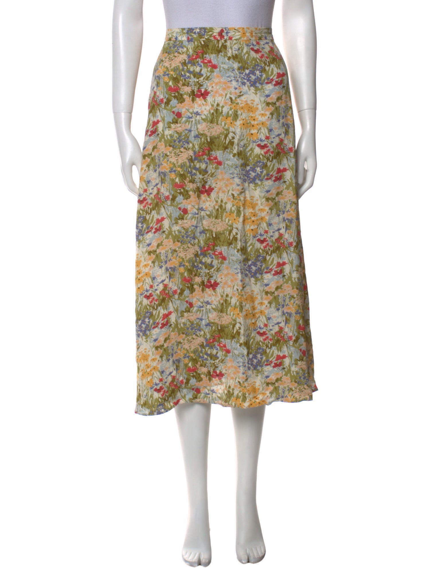 Reformation Floral Print Midi Length Skirt
