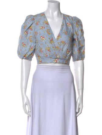 Reformation Linen Floral Print Crop Top