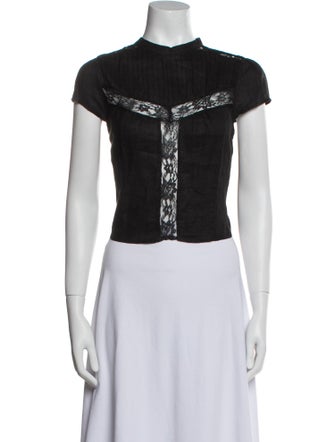 Reformation Mock Neck Short Sleeve Crop Top