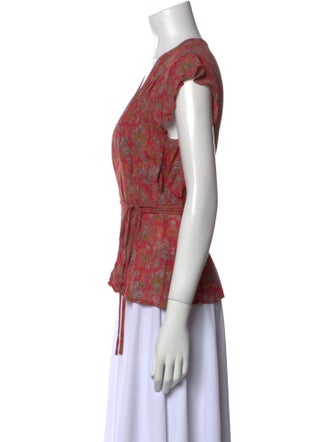 Reformation Floral Print V-Neck Blouse