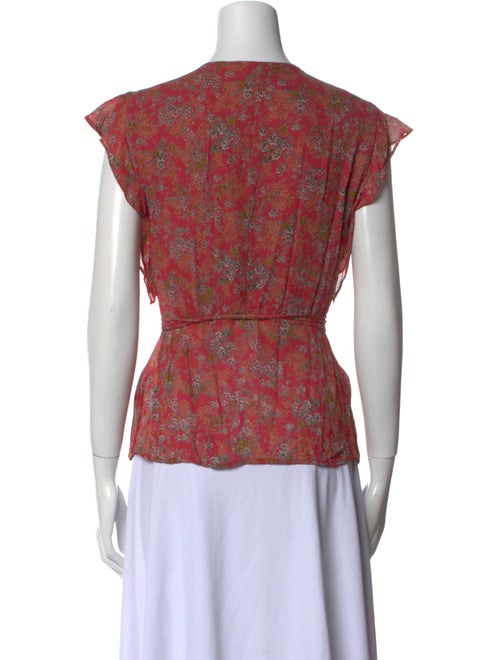 Reformation Floral Print V-Neck Blouse