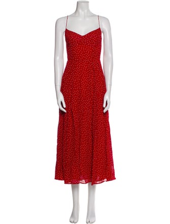 Reformation Polka Dot Print Midi Length Dress