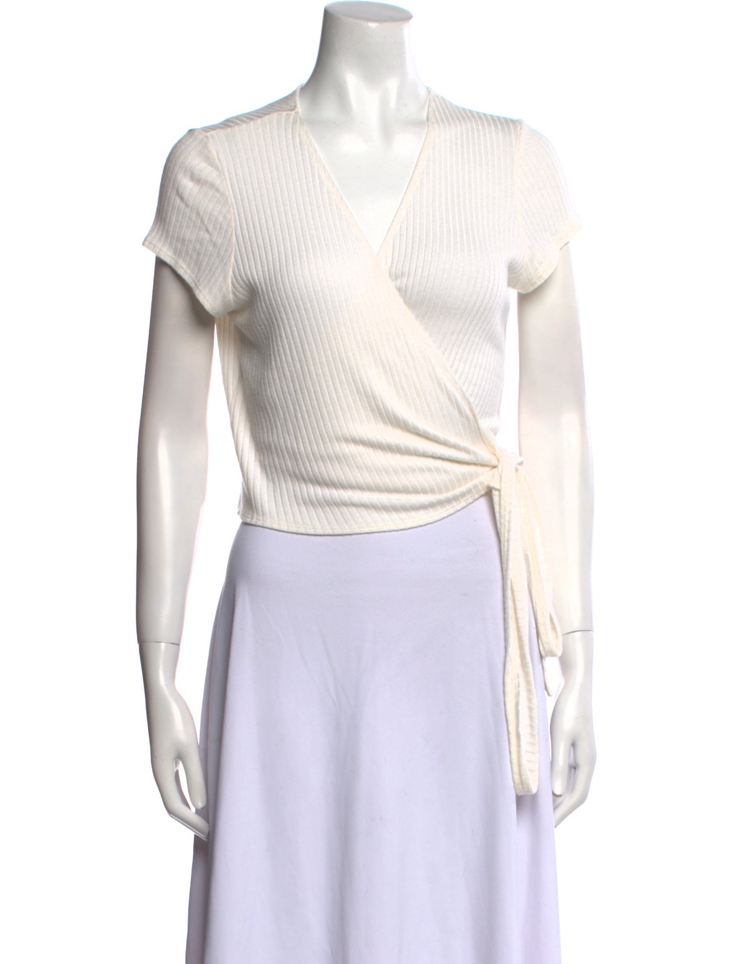 Reformation V-Neck Short Sleeve Crop Top