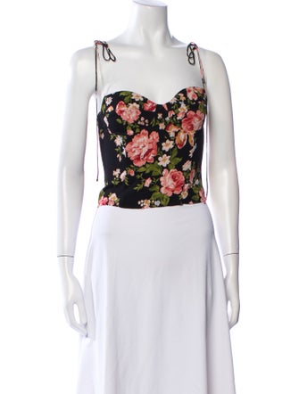 Reformation Floral Print Square Neckline Crop Top