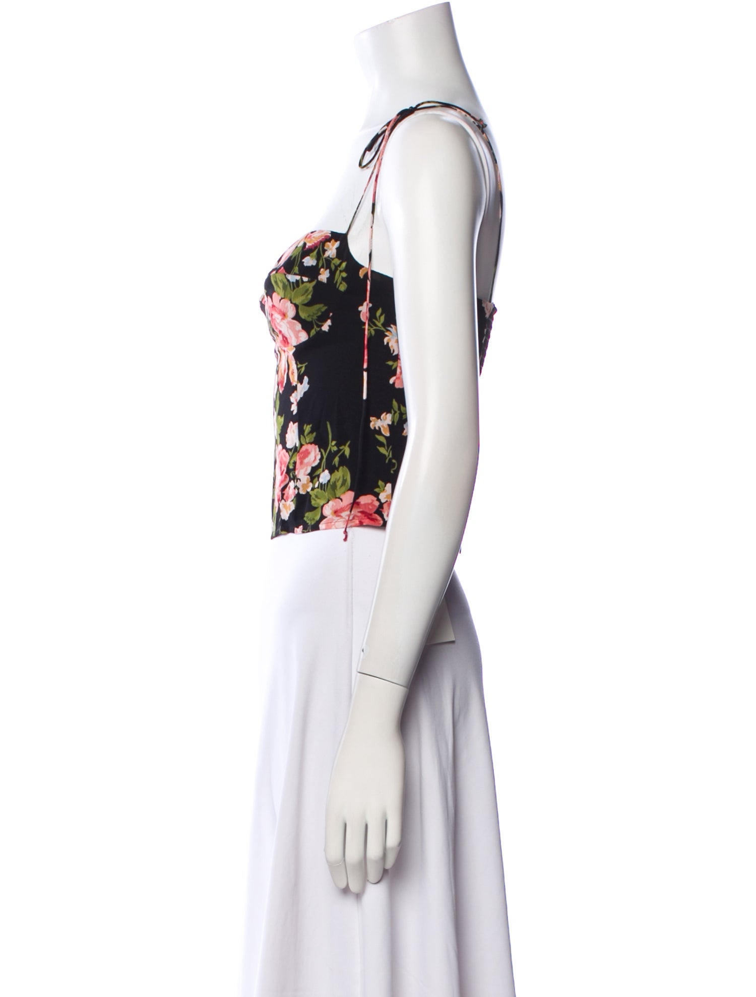 Reformation Floral Print Square Neckline Crop Top