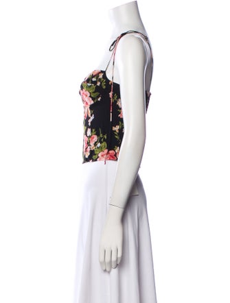 Reformation Floral Print Square Neckline Crop Top