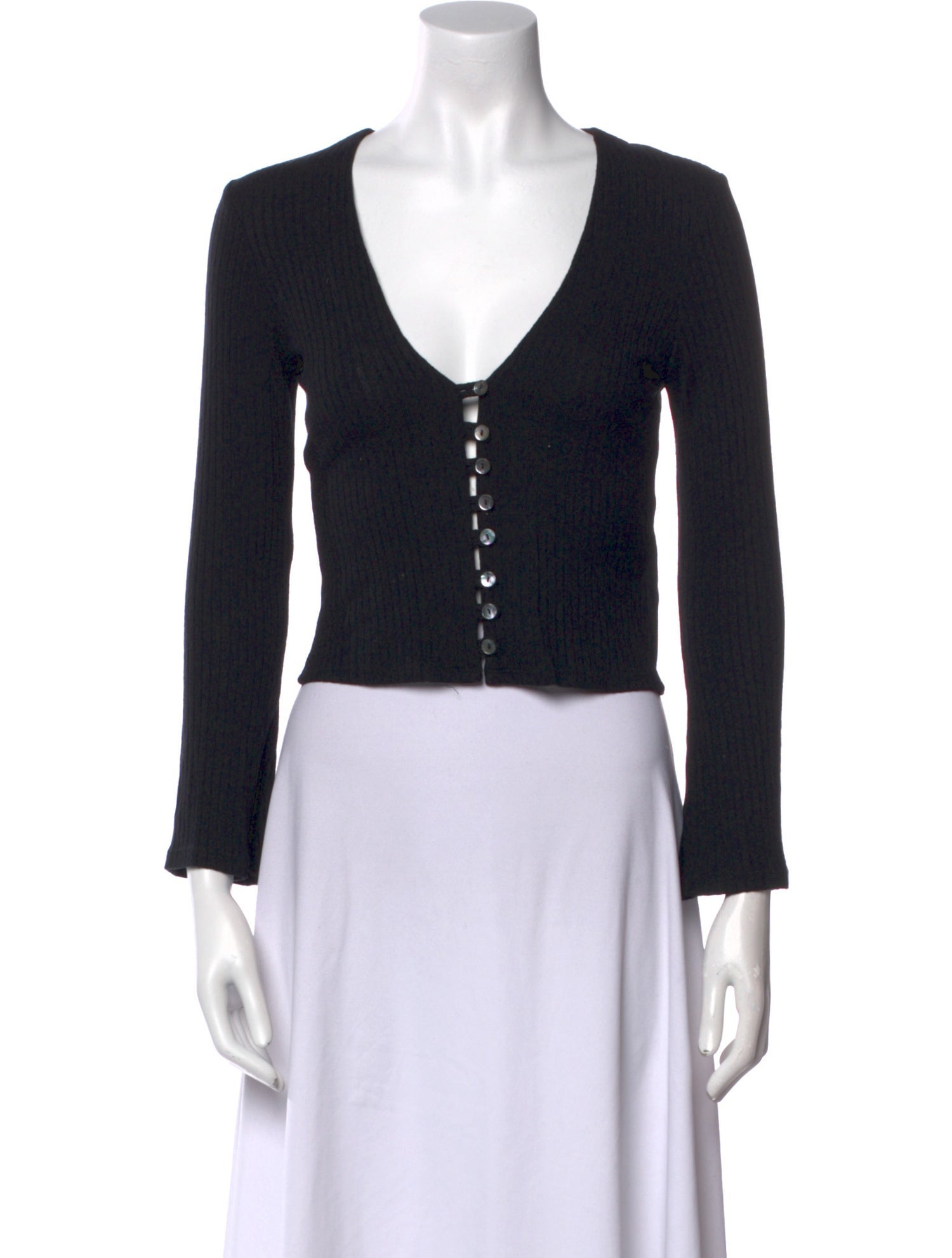 Reformation V-Neck Long Sleeve Crop Top