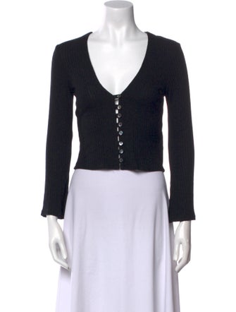 Reformation V-Neck Long Sleeve Crop Top