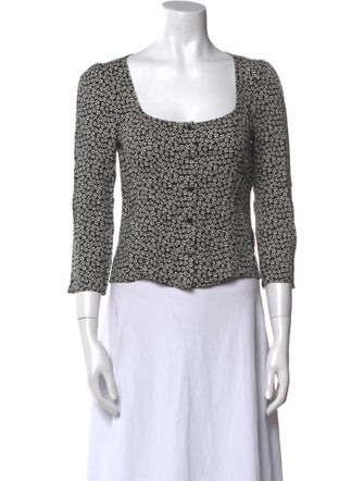 Reformation Printed Square Neckline Crop Top