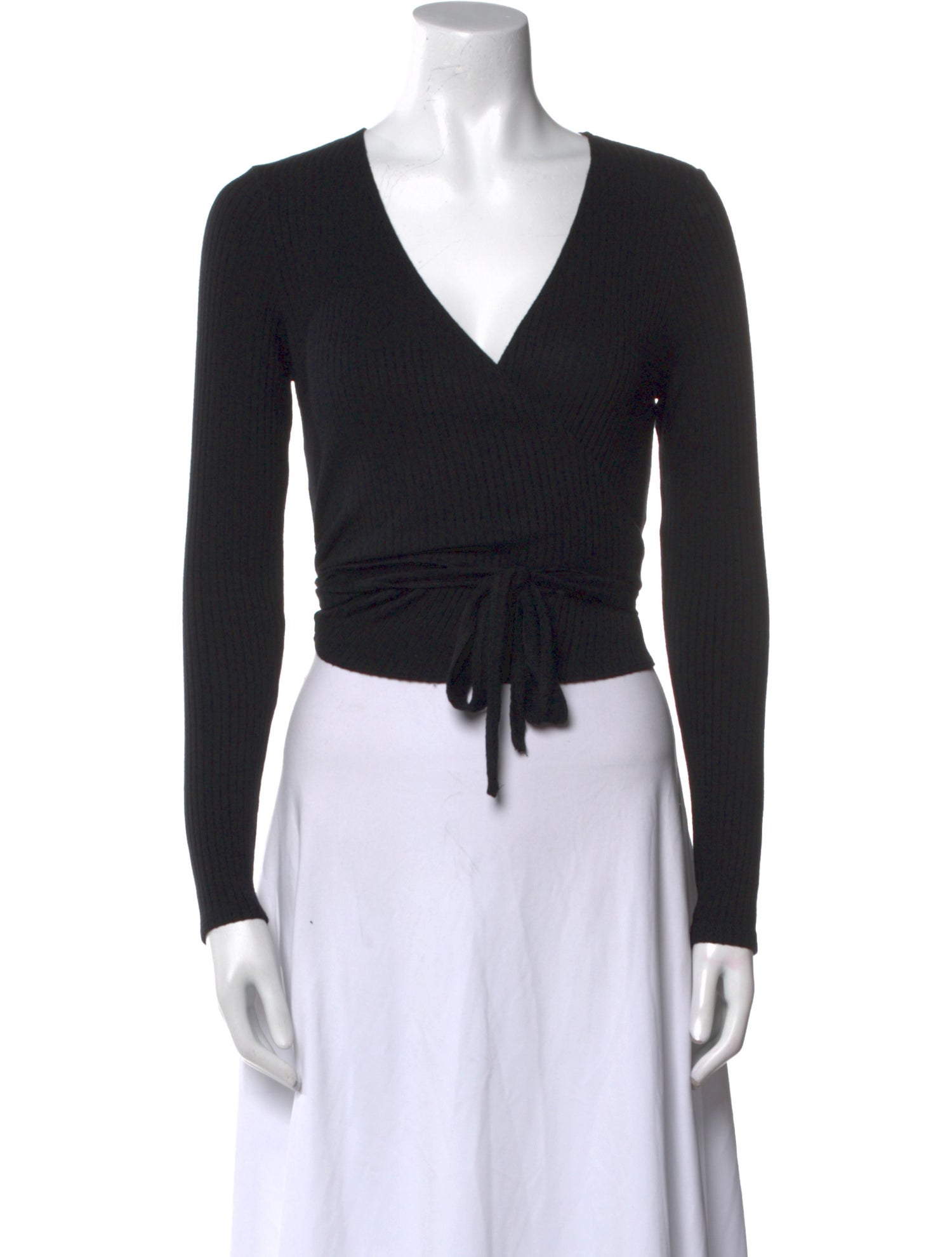 Reformation V-Neck Long Sleeve Crop Top