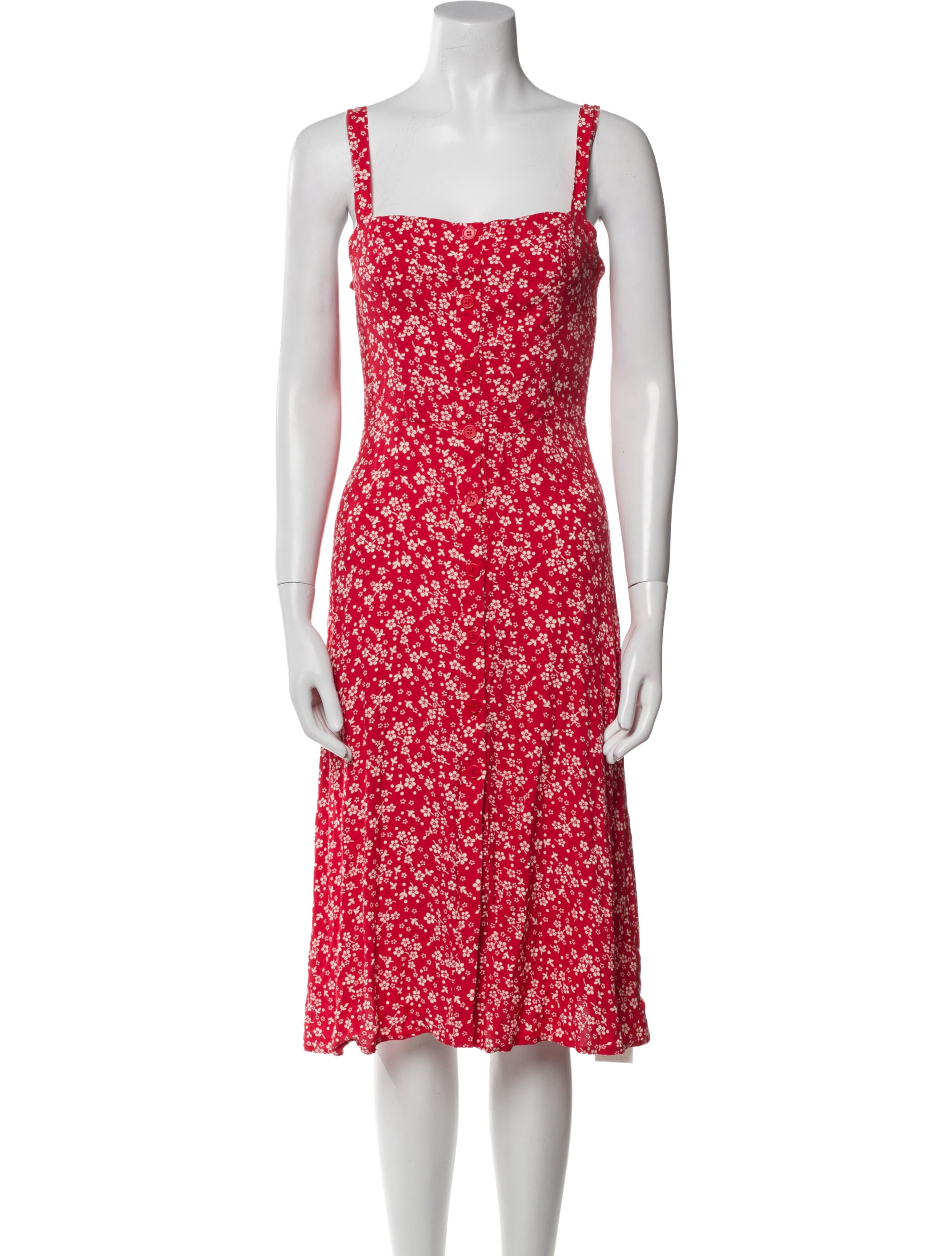 Reformation Floral Print Midi Length Dress