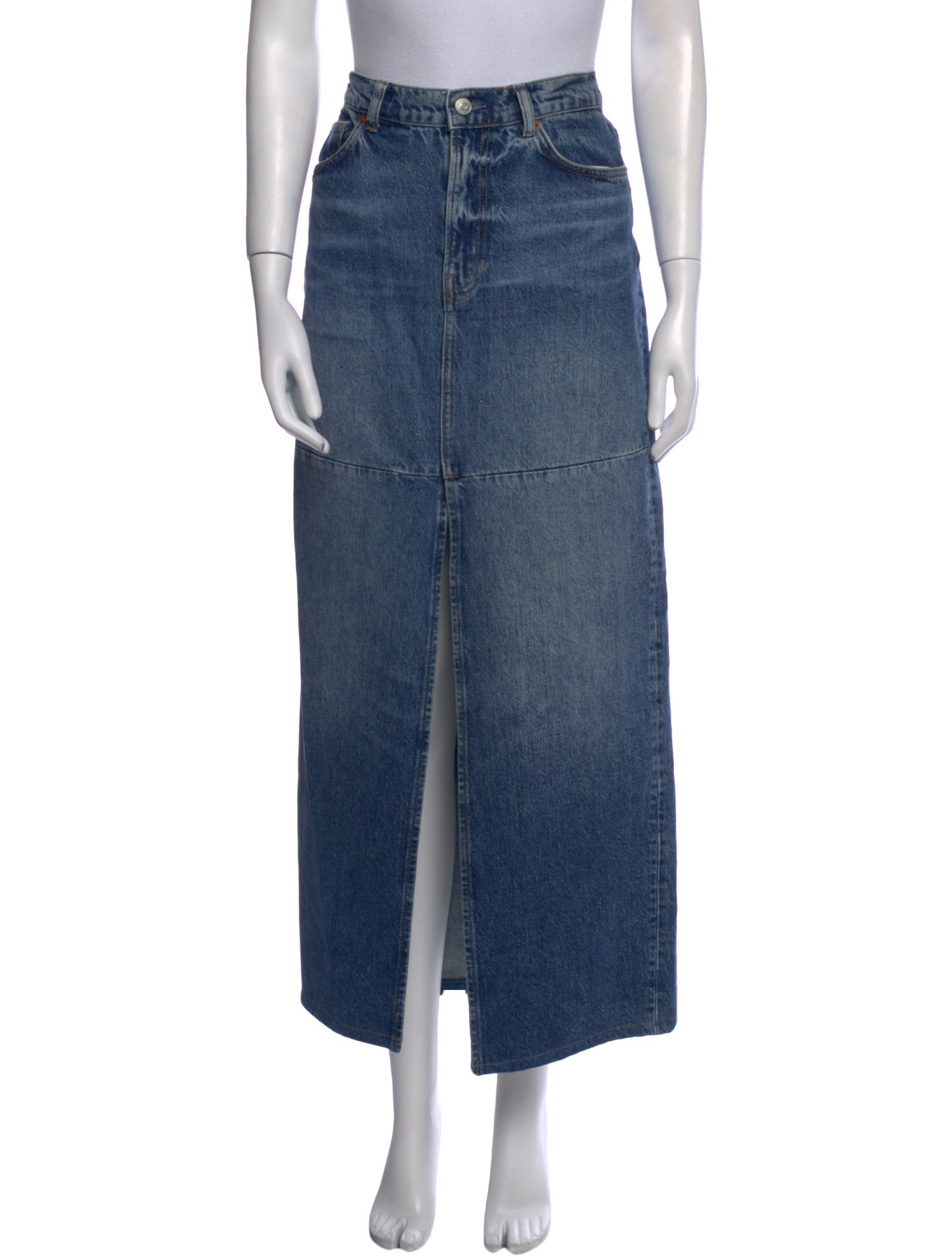 Reformation Distressed Accents Midi Length Skirt