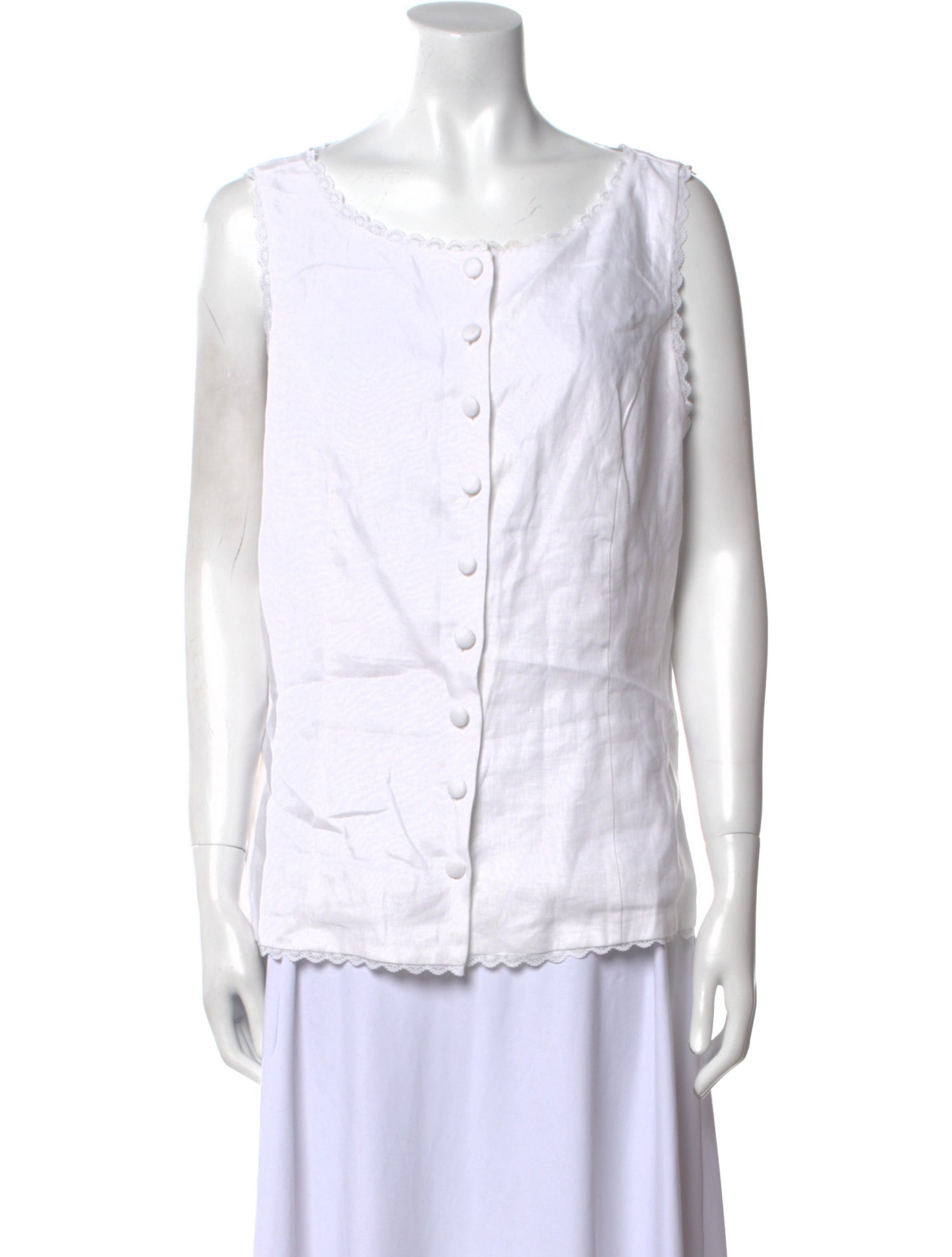 Reformation Linen Scoop Neck Button-Up Top