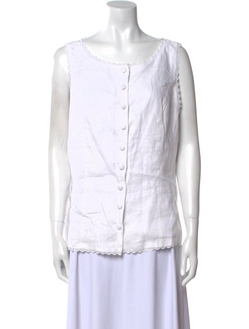 Reformation Linen Scoop Neck Button-Up Top