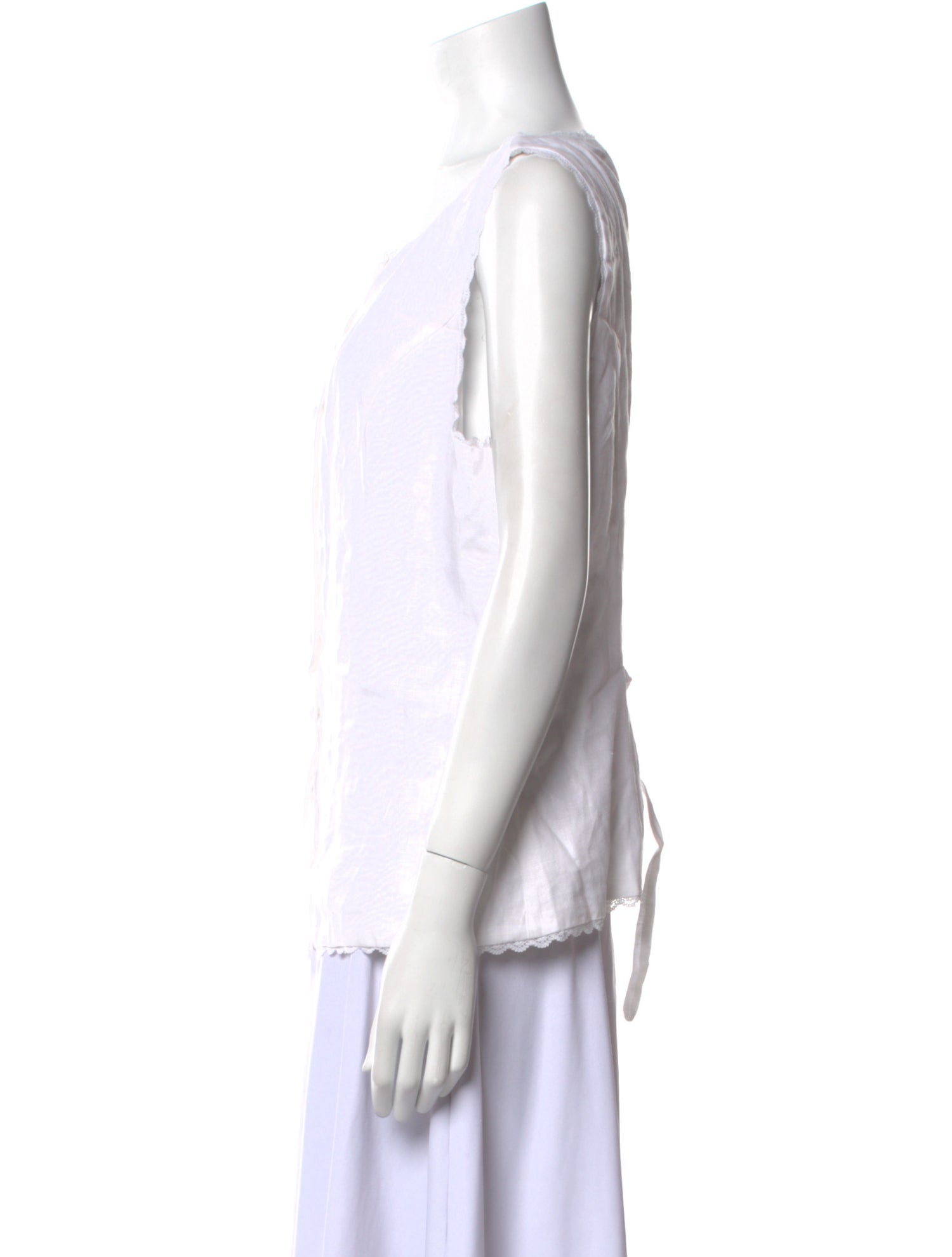 Reformation Linen Scoop Neck Button-Up Top