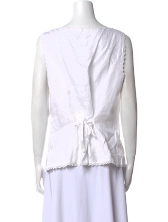 Reformation Linen Scoop Neck Button-Up Top