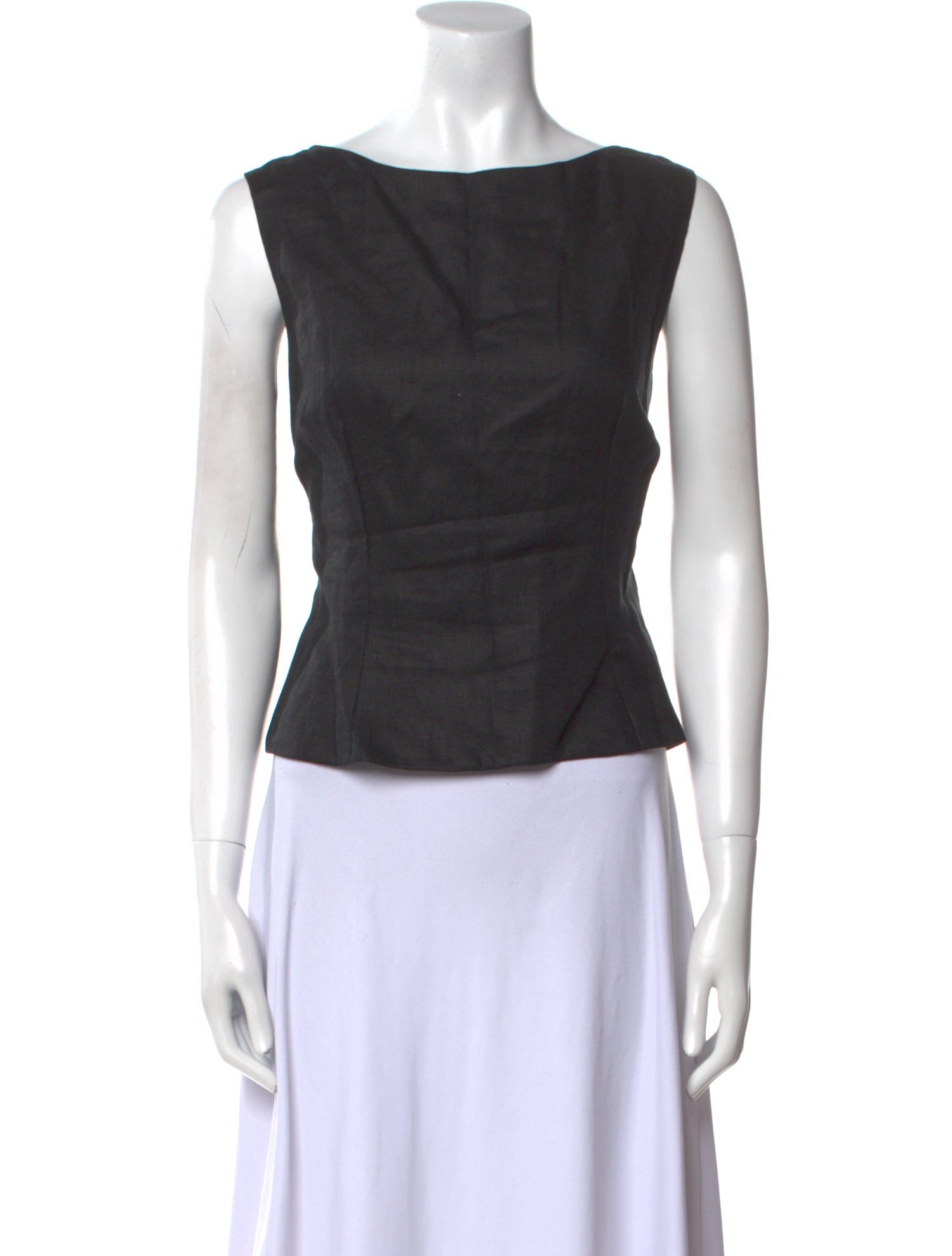 Reformation Linen Bateau Neckline Crop Top