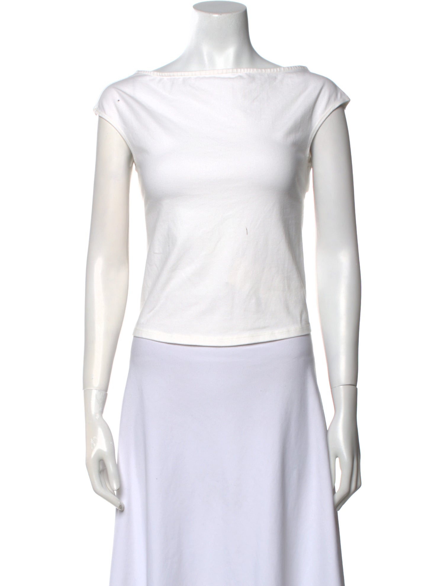 Reformation Bateau Neckline Short Sleeve Crop Top