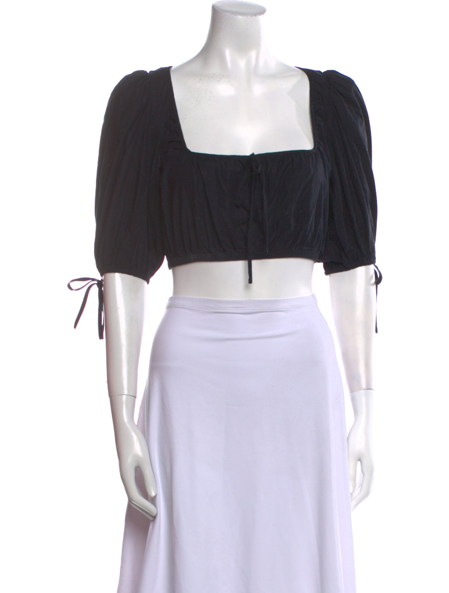 Reformation Square Neckline Three-Quarter Sleeve Crop Top