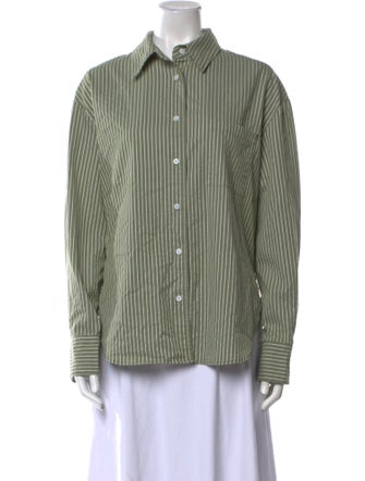 Reformation Striped Long Sleeve Button-Up Top