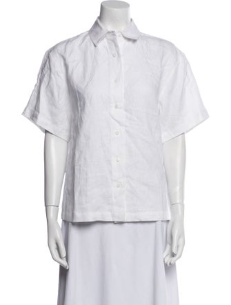 Reformation Linen Short Sleeve Button-Up Top