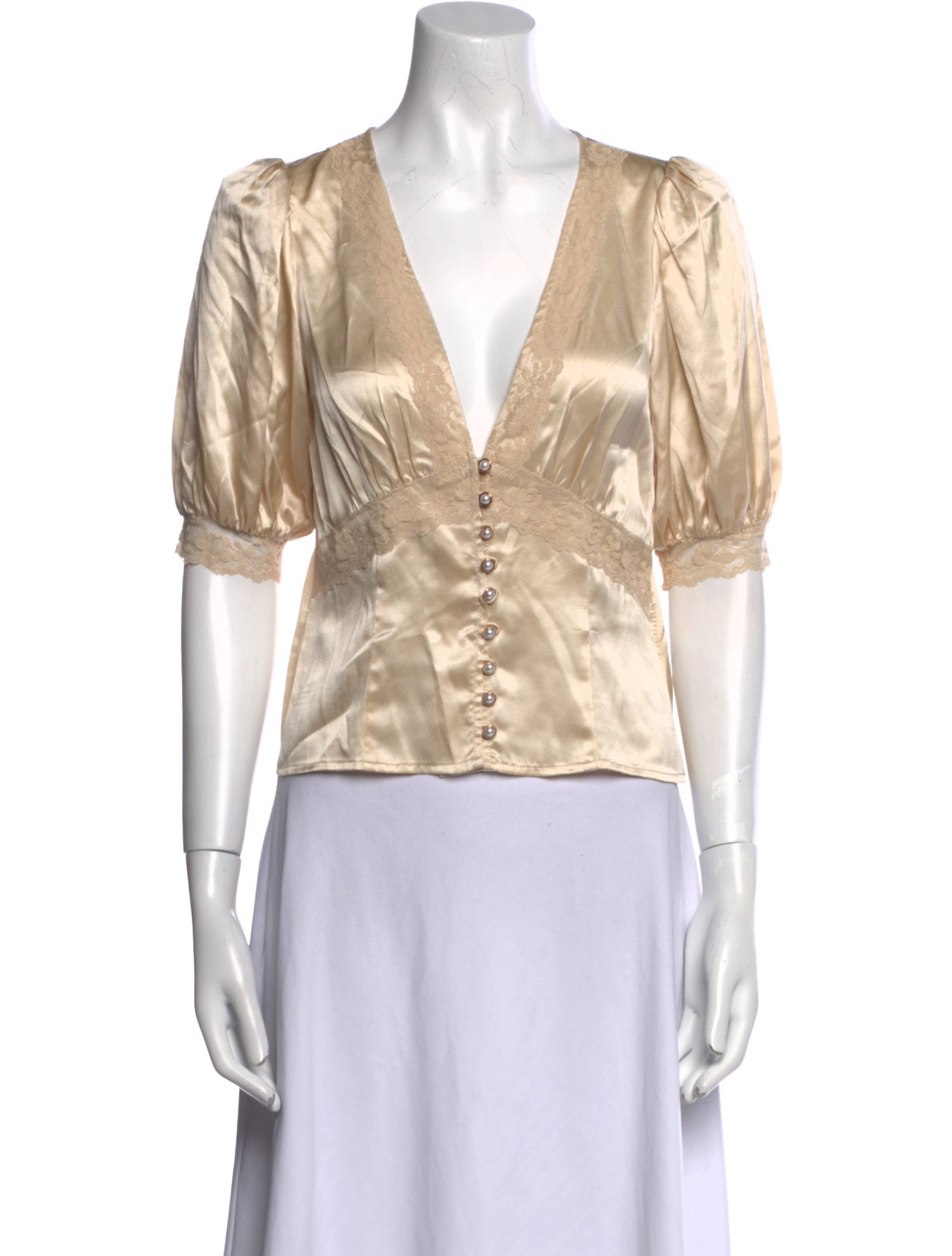 Reformation Silk V-Neck Crop Top