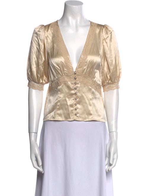 Reformation Silk V-Neck Crop Top